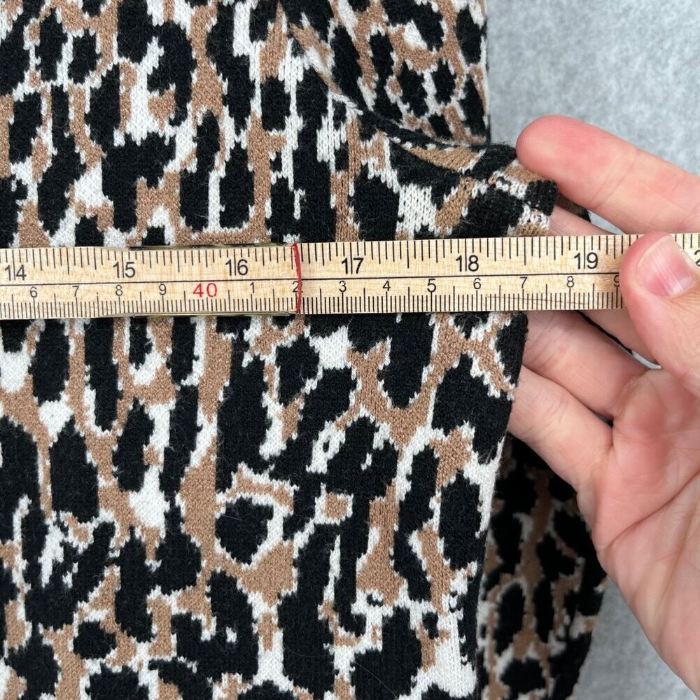 Banana Republic Leopard Sweater Dress Size M Long Sleeve Neutral Black Office - Picture 9 of 10